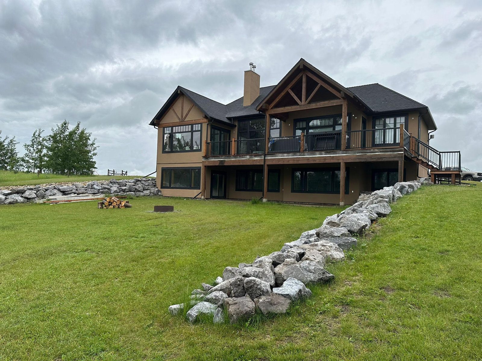 Large acreage home with a finished exterior wall system