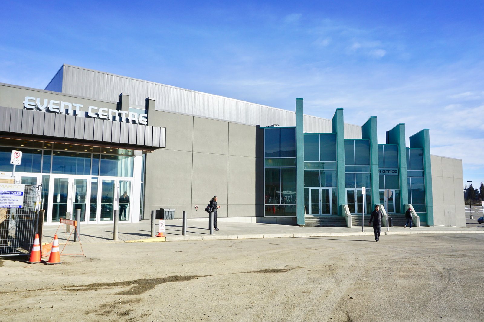 Commercial building exterior with finished wall system